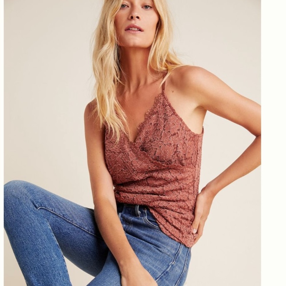 Anthropologie Eri and Ali Twyla Lace Top, NWT, Small, Terracotta
